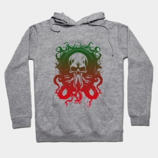 green and red skull face octopus Hoodie